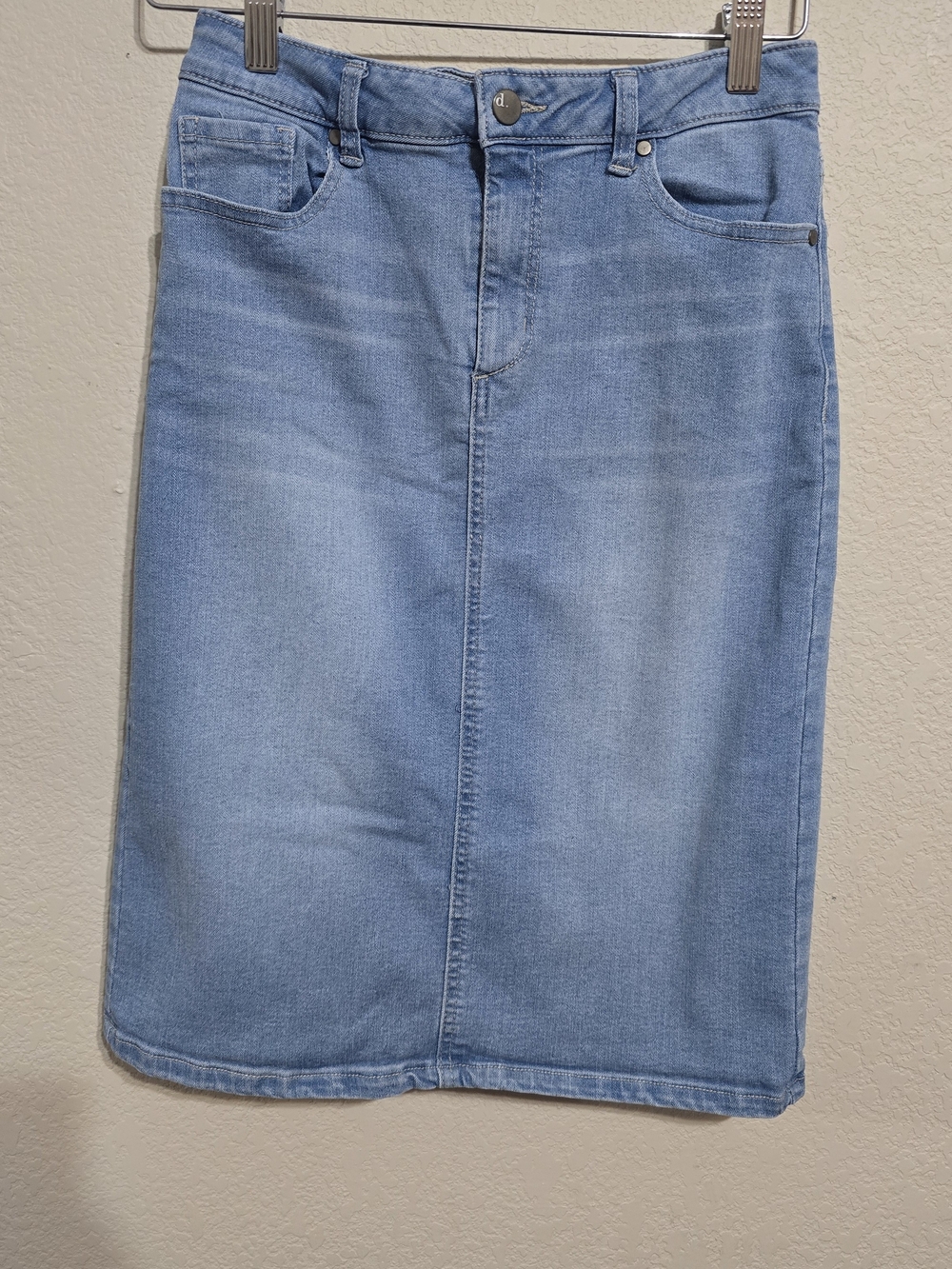d. jeans Light Blue Denim Midi Pencil Skirt